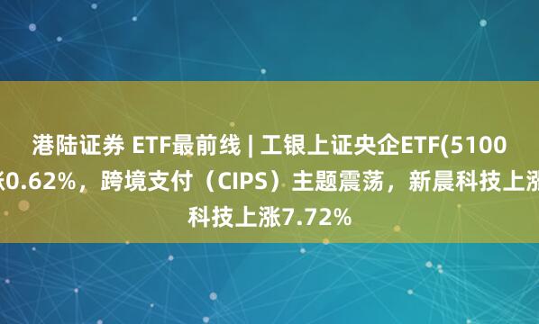 港陆证券 ETF最前线 | 工银上证央企ETF(510060)上涨0.62%，跨境支付（CIPS）主题震荡，新晨科技上涨7.72%